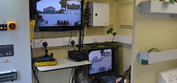 The EOD robot used by the Irish Defence Forces can be operated from inside the armoured shelter provided by Marshall Aerospace and Defence Group fitted to a MAN HX60 4 x 4 armoured truck for use by their EOD team deployed on operations in support of the UN.