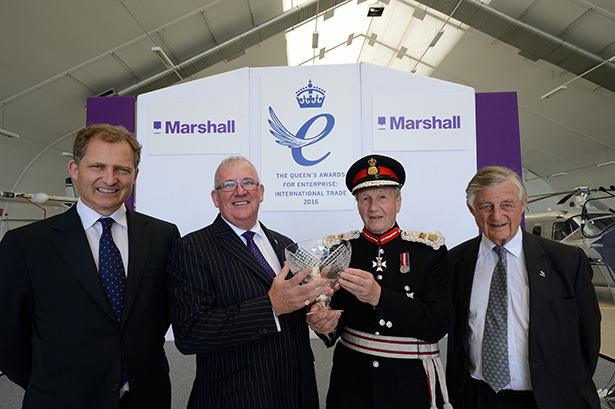 L-R Robert Marshall – CEO Marshall of Cambridge, Steve Fitz-Gerald – CEO of Marshall Aerospace and Defence Group, Sir Hugh Duberly – Lord Lieutenant of Cambridgeshire and Sir Michael Marshall – Chairman of Marshall of Cambridge