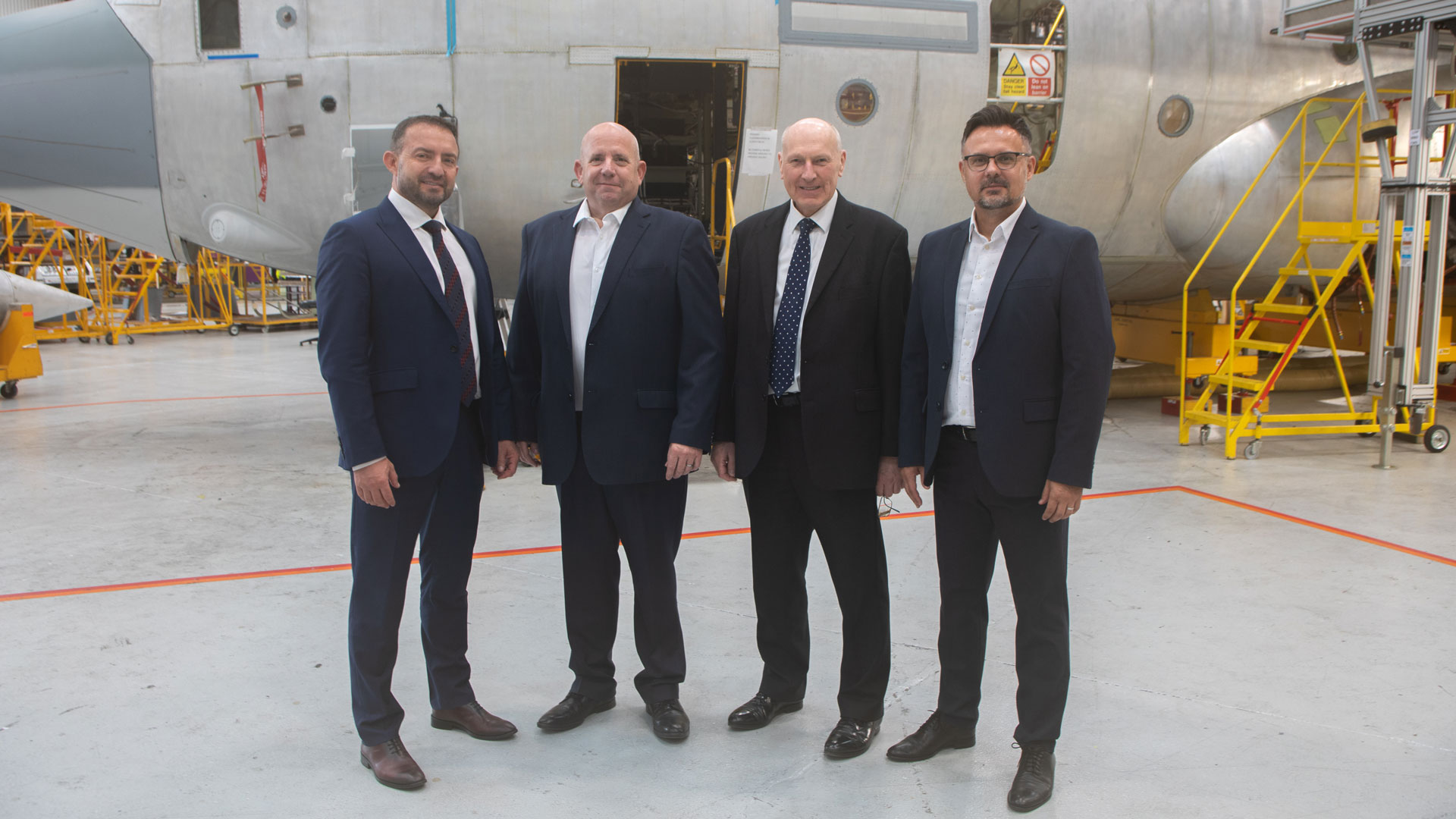 From left to right: - Bogdan Costas, Director General, Romaero - Chris Dare, Director, MRO Services and Solutions, Marshall - John Davis, Head of Service Development, Marshall - Mircea Nicolae Cotoros, Commercial Director, Romaero