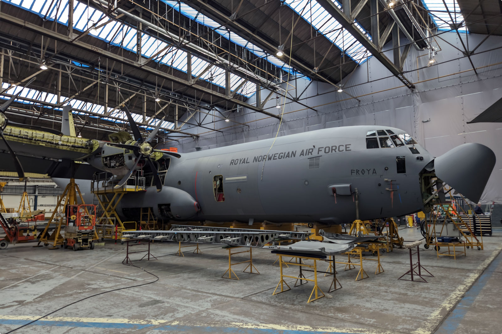 Royal Norwegian Air Force Lockheed Martin C-130 undergoing maintenance.